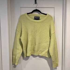 Lime Ribbed Knit Sweater - Size Large